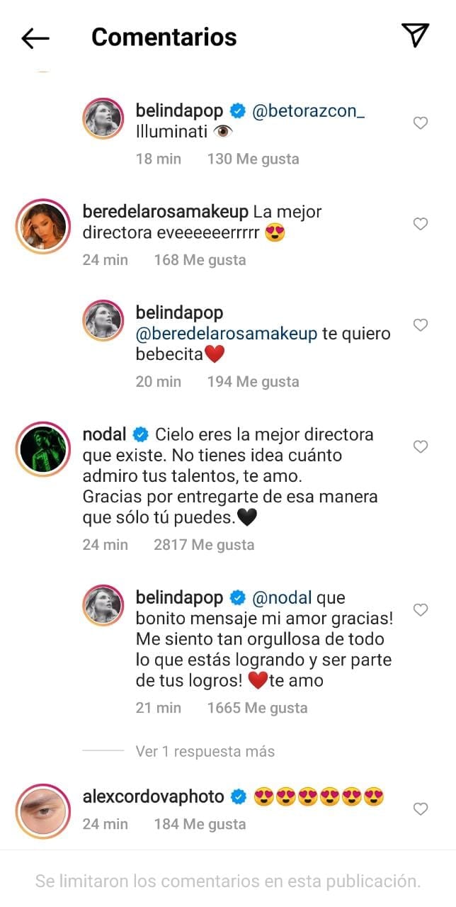 Comentario de Instagram de Christian Nodal