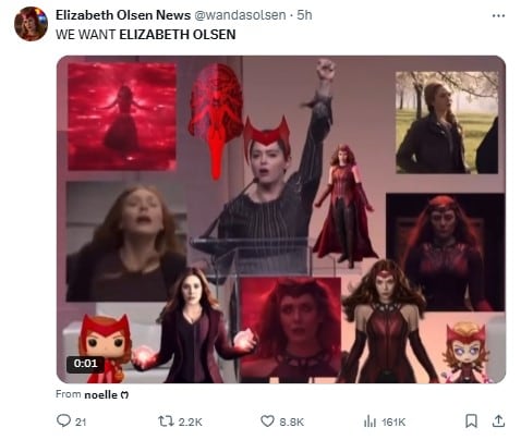 Elizabeth Olsen desata crisis en X porque no estará en Avengers: Doomsday