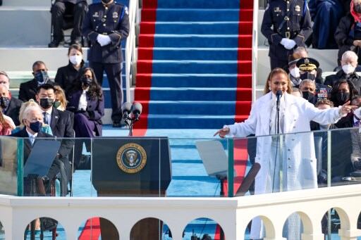 Jennifer López en la investidura de Biden y Harris