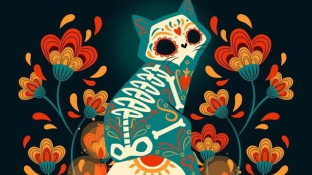 Plantillas bonitas de mascotas para colorear en Día de Muertos