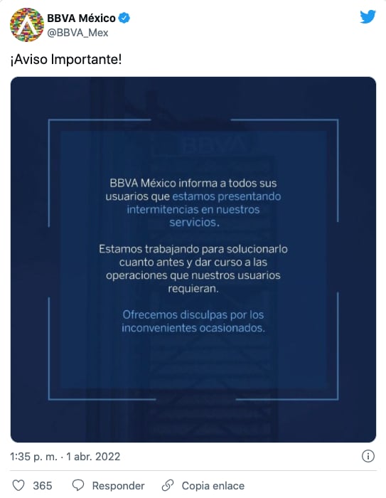 BBVa reconoce fallas en su app