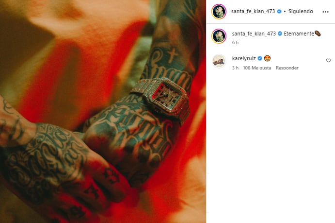 Karely Ruiz comenta foto de Santa Fe Klan y él ni la pela.