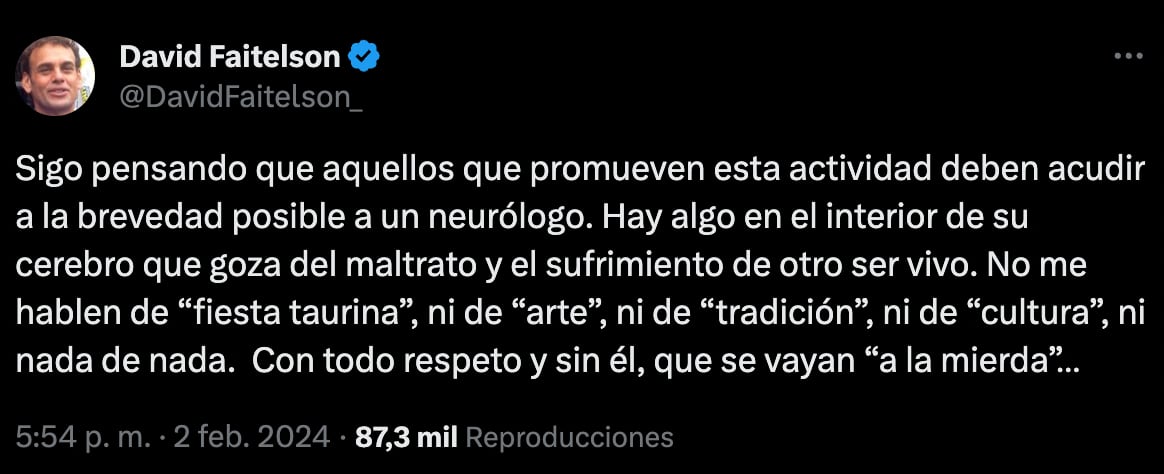 David Faitelson contra la Tauromaquia
