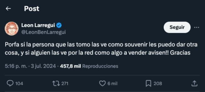 León Larregui ofrece cualquiera de sus pertenencias como recompensa por su cartera