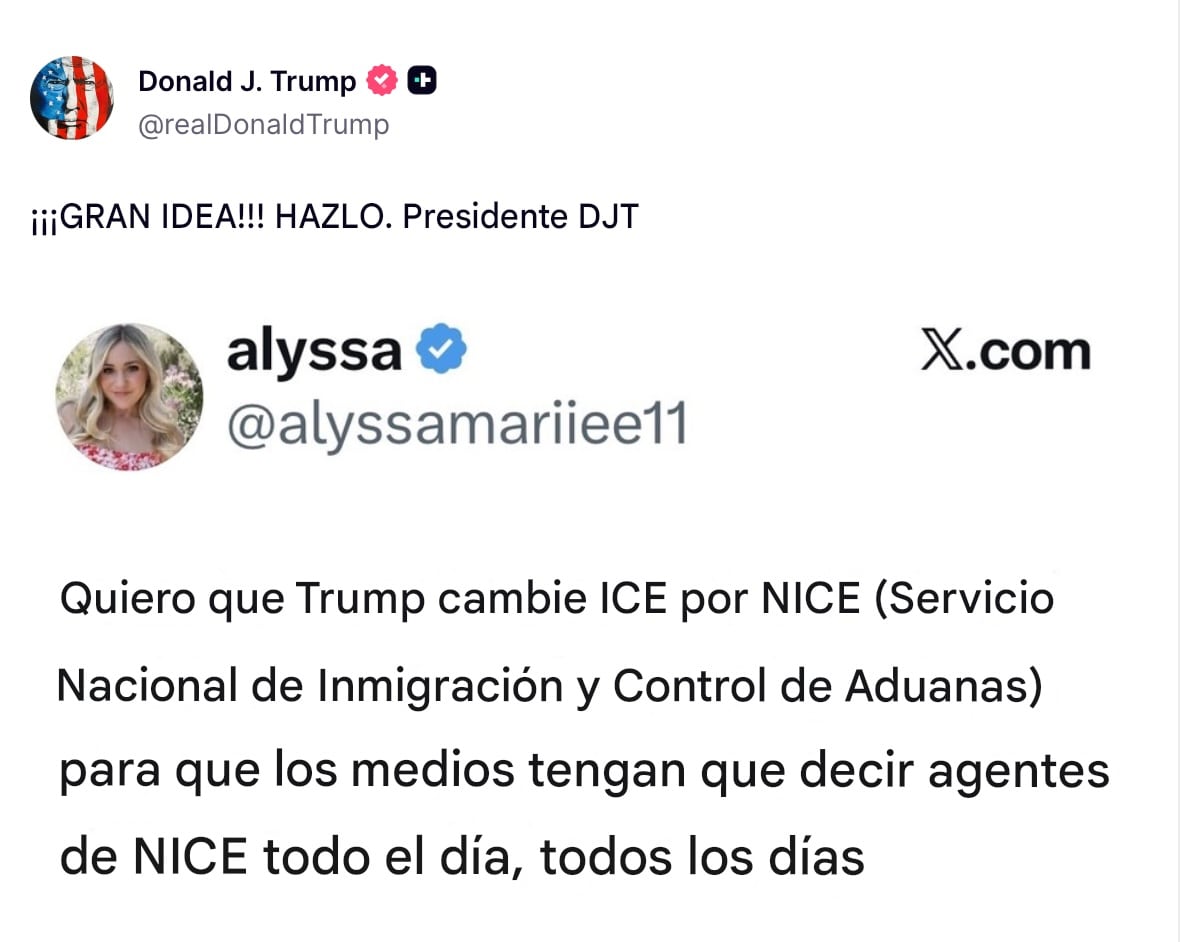 Trump quiere que ICE se llame “NICE”… y esta es la razón