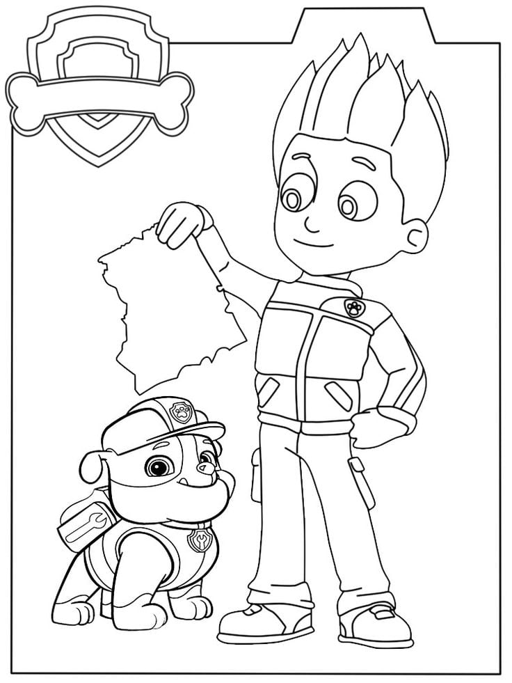 Dibujos bonitos de Paw Patrol y Ryder para colorear por el Día del Maestro