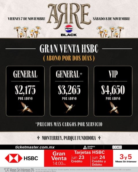 Precio boletos Festival Arre 2025