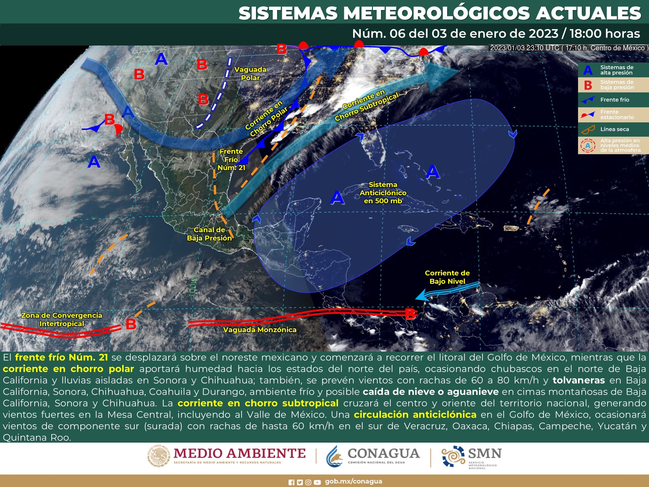 Pronóstico para México por bajas temperaturas
