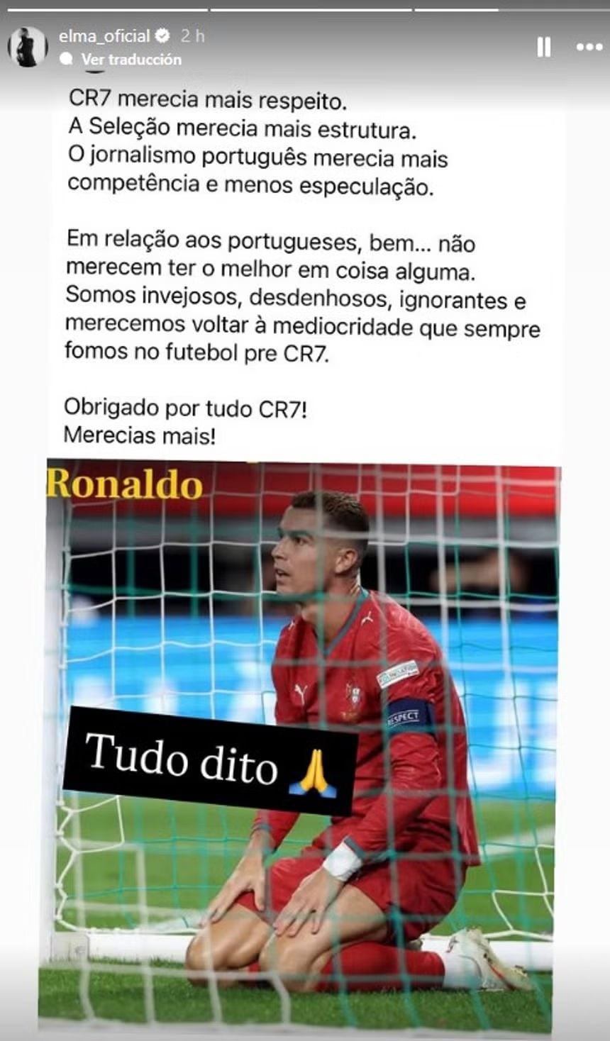 Mensaje de la hermana de Cristiano Ronaldo.