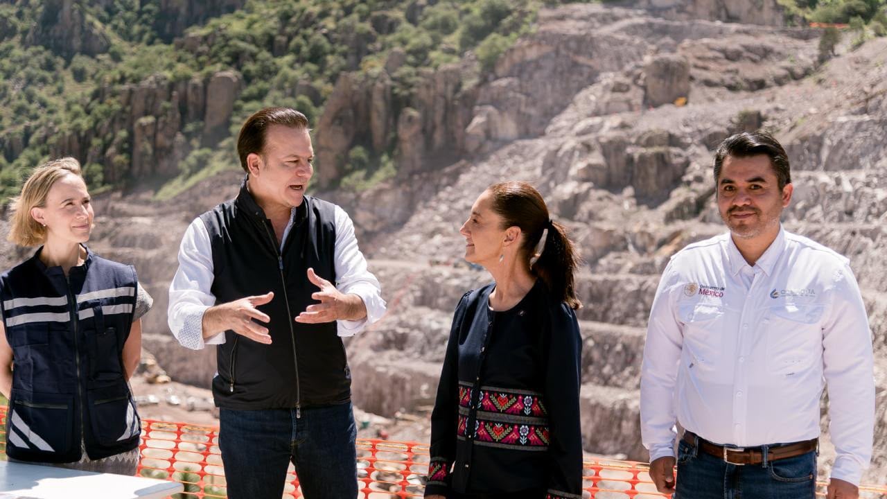 Claudia Sheinbaum Pardo y Esteban Villegas Villarreal supervisan avances de la Presa Tunal II en Durango