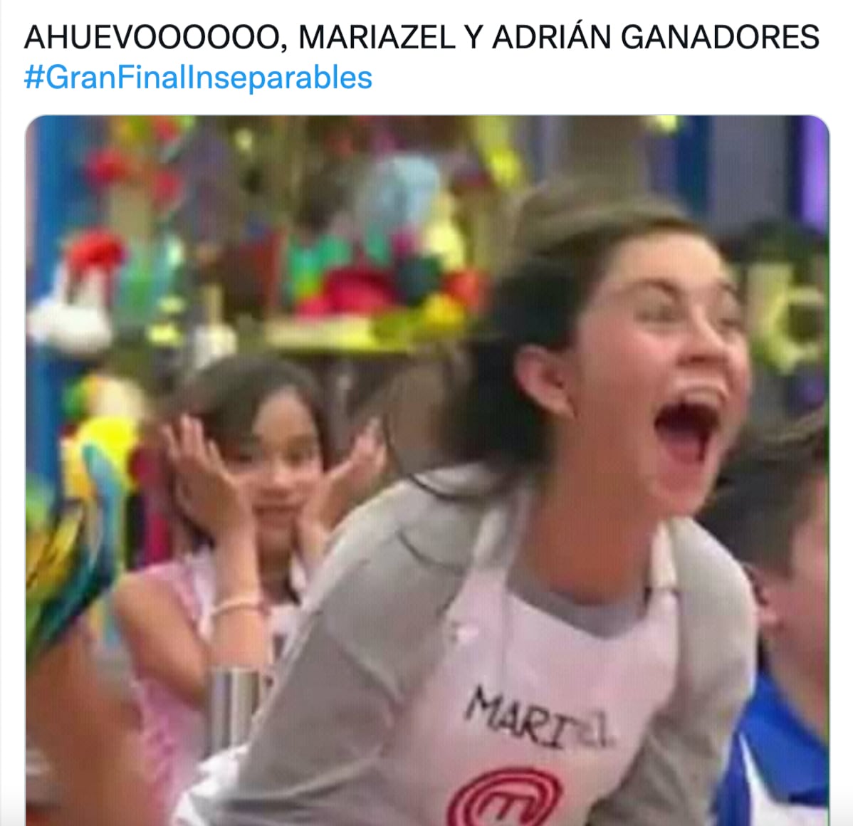 Meme por la victoria de Mariazel y Adrián en Inseparables