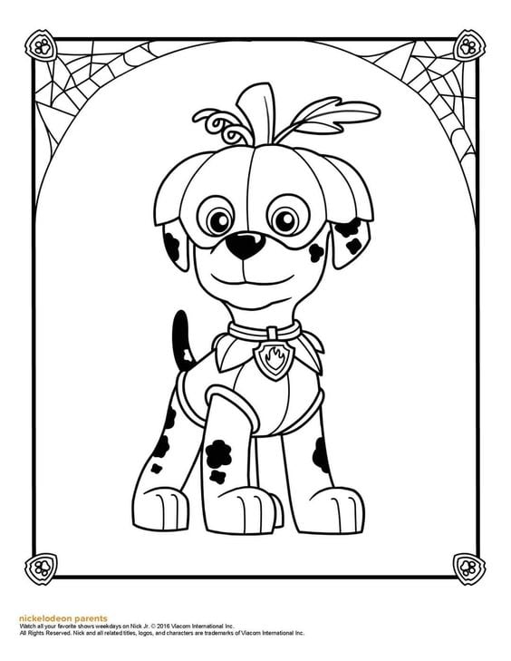 Dibujos de los disfraces de Marshall de Paw Patrol en Halloween