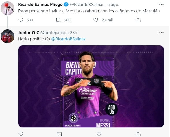 Salinas pliego sobre Messi