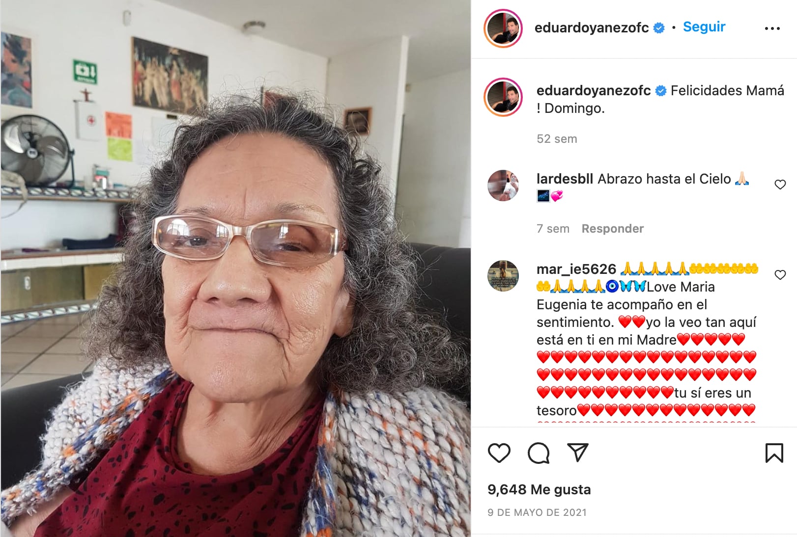 Doña María Eugenia, madre de Eduardo Yáñez