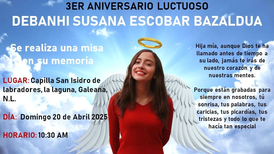 Debanhi Escobar: A 3 años de su muerte, anuncian misa en su honor en la Capilla San Isidro de Labradores