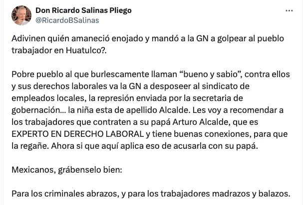 Ricardo Salinas Pliego acusa represión por toma de campo de golf