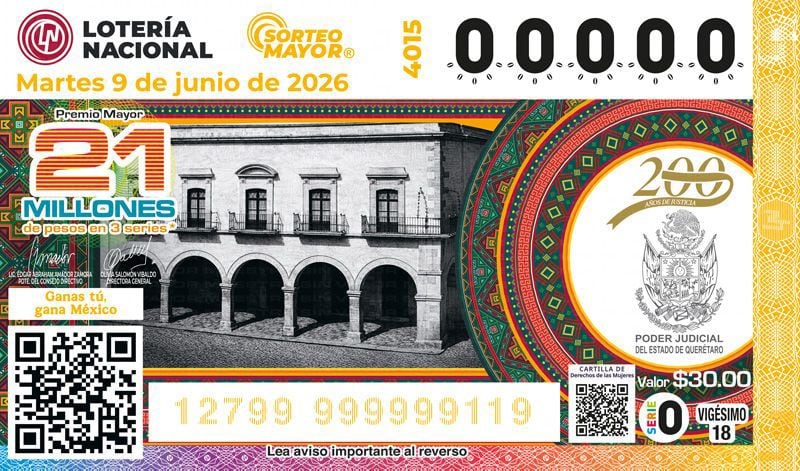 El Sorteo Mayor de 21 millones de pesos en tres series y se realizará el martes 9 de junio de 2026.