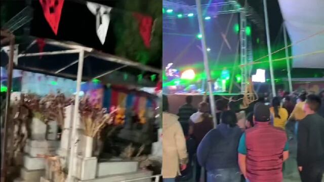 Sonidero en un panteón de Puebla