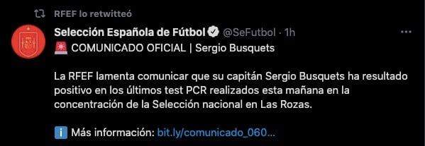 Busquets dio positivo por coronavirus