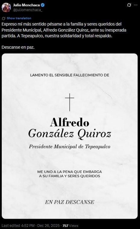Muerte del alcalde de Tepeapulco, Hidalgo genera versiones sobre un posible atentado