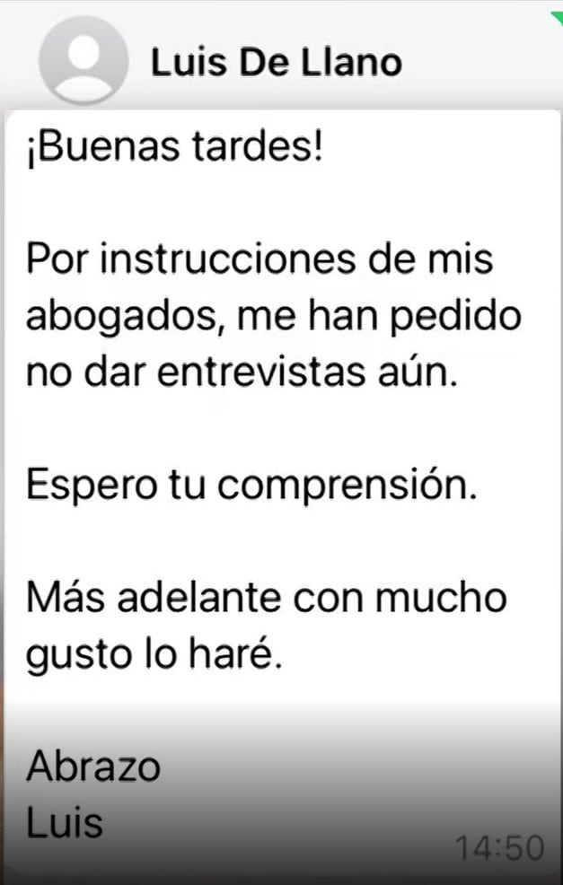 Reacción de Luis de Llano