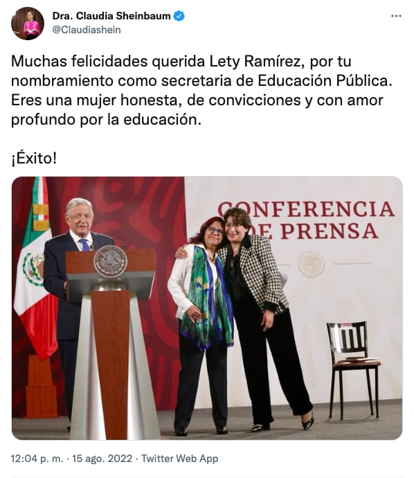 Claudia Sheinbaum dijo que Leticia Ramírez continuará la transformación de la SEP