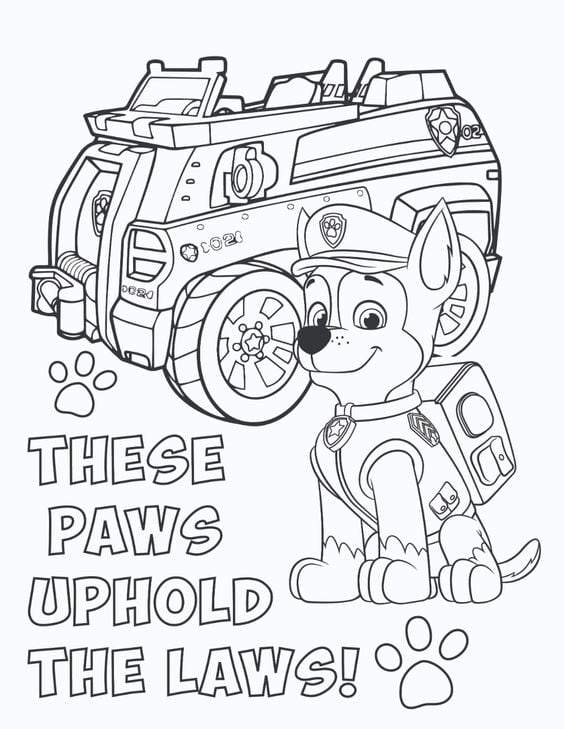 Dibujos de Chase, el líder de Paw Patrol, con temática de Día del Niño