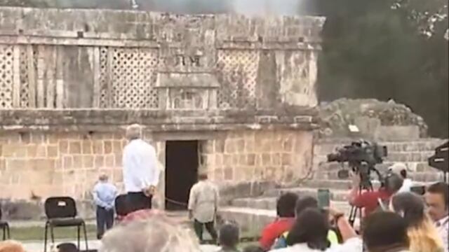 Cortocircuito detiene evento de AMLO en Uxmal