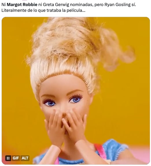 Memes reclaman a los Oscar 2024 por no nominar a Margot Robbie por Barbie