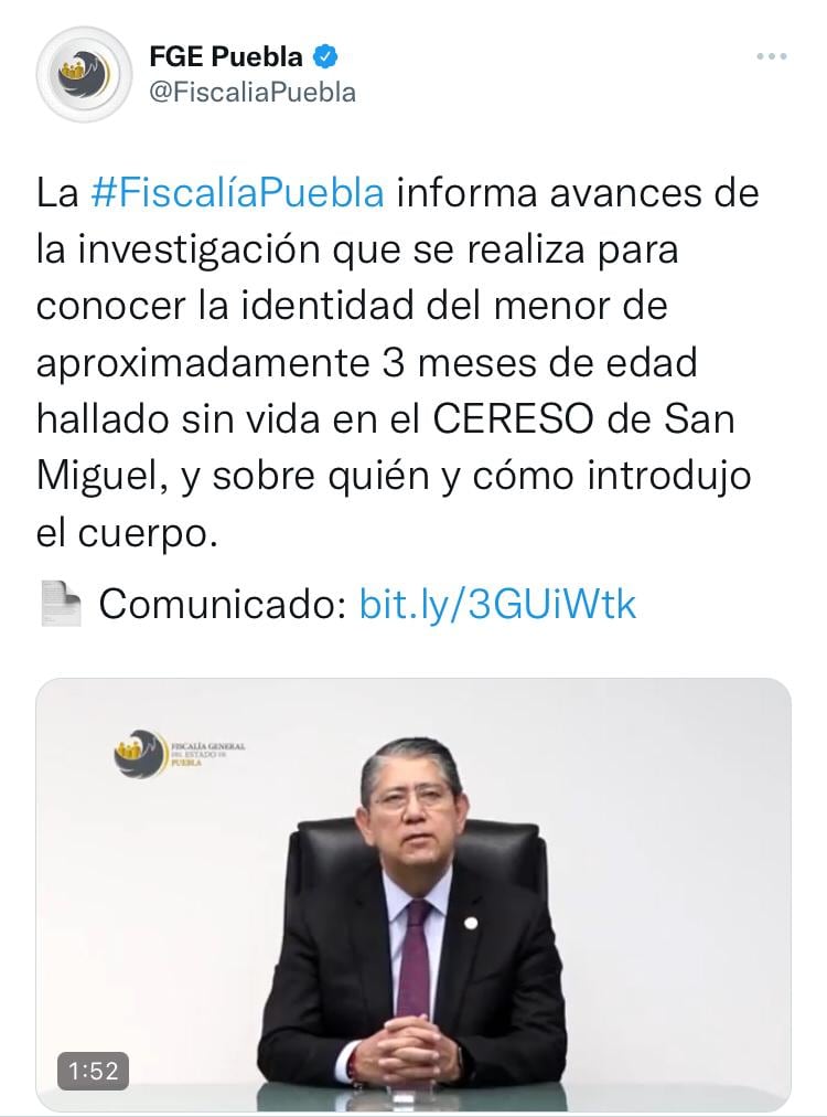 Fiscalía de Puebla sobre Tadeo