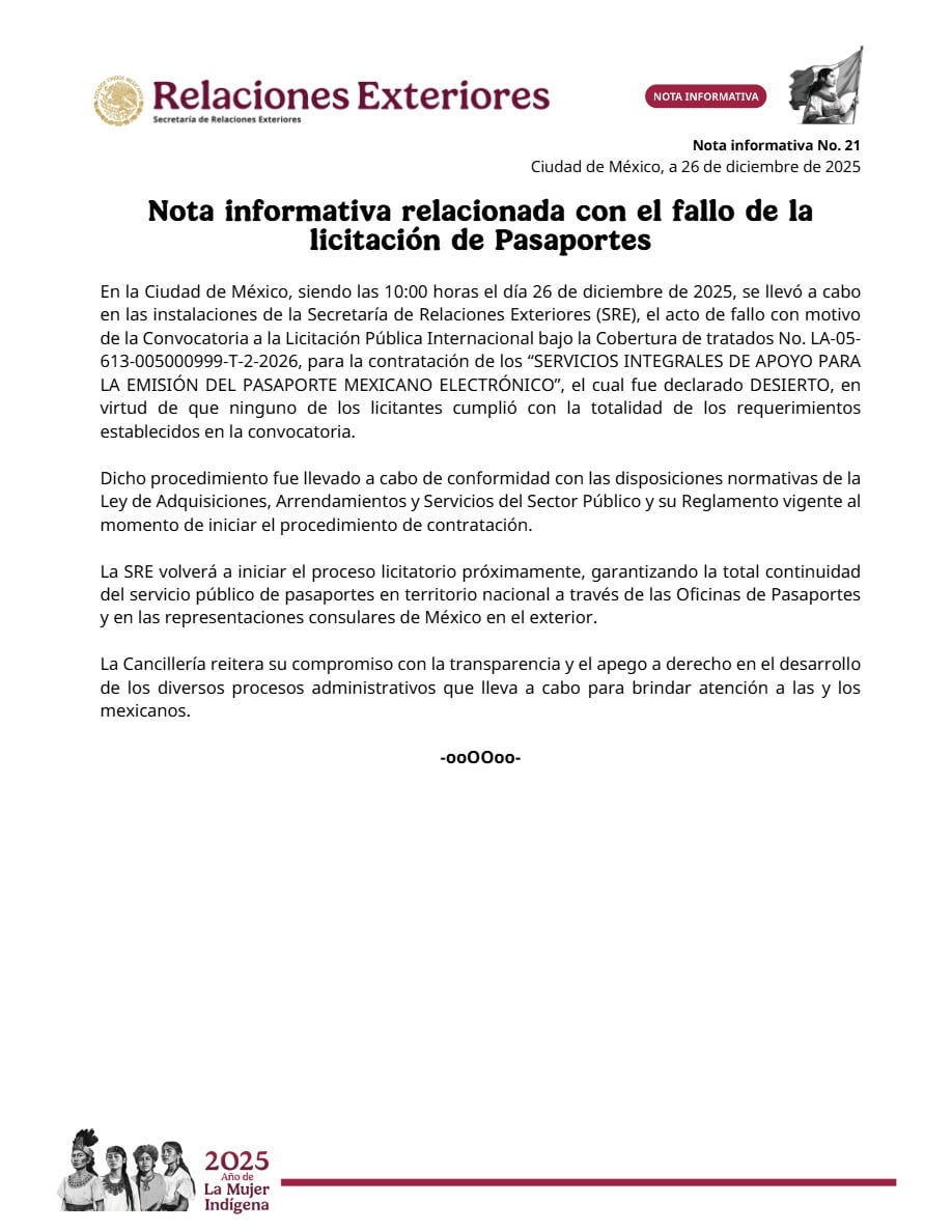 SRE frena implementación del pasaporte digital por temas de licitación