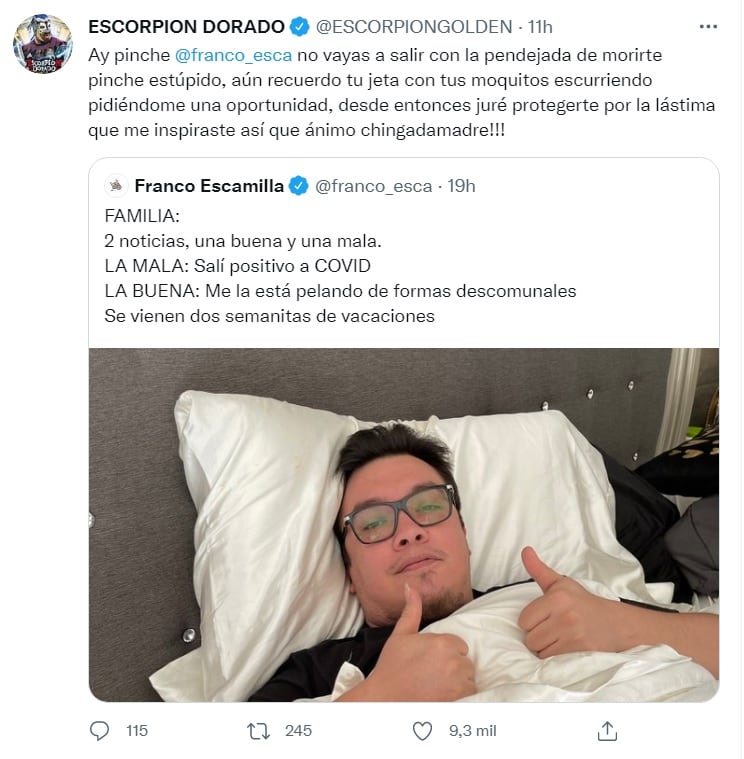 Escorpión Dorado manda mensaje a Franco Escamilla