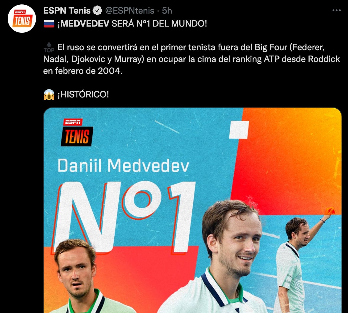 Medvedev se convirtió en el mejor tenista del mundo
