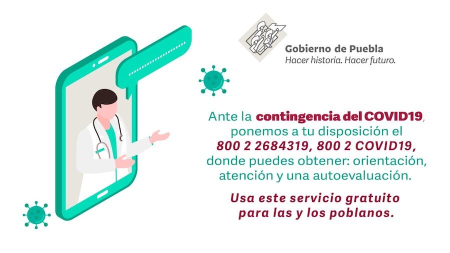 Puebla puso un teléfono de atención a Covid-19.