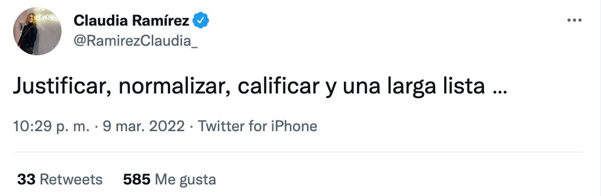 Twitter de Claudia Ramírez