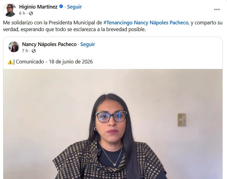 Nancy Nápoles: Higinio Martínez se solidariza con la alcaldesa