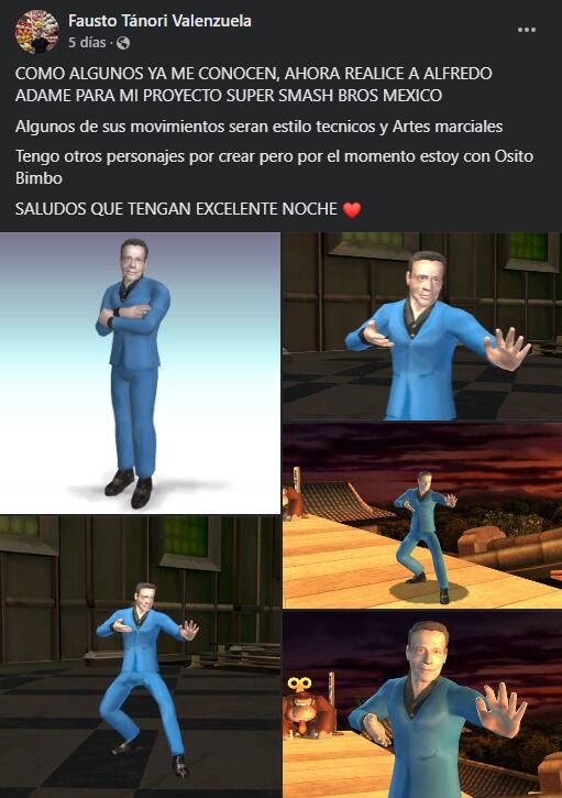 Alfredo Adame como luchador de Super Smash Bros