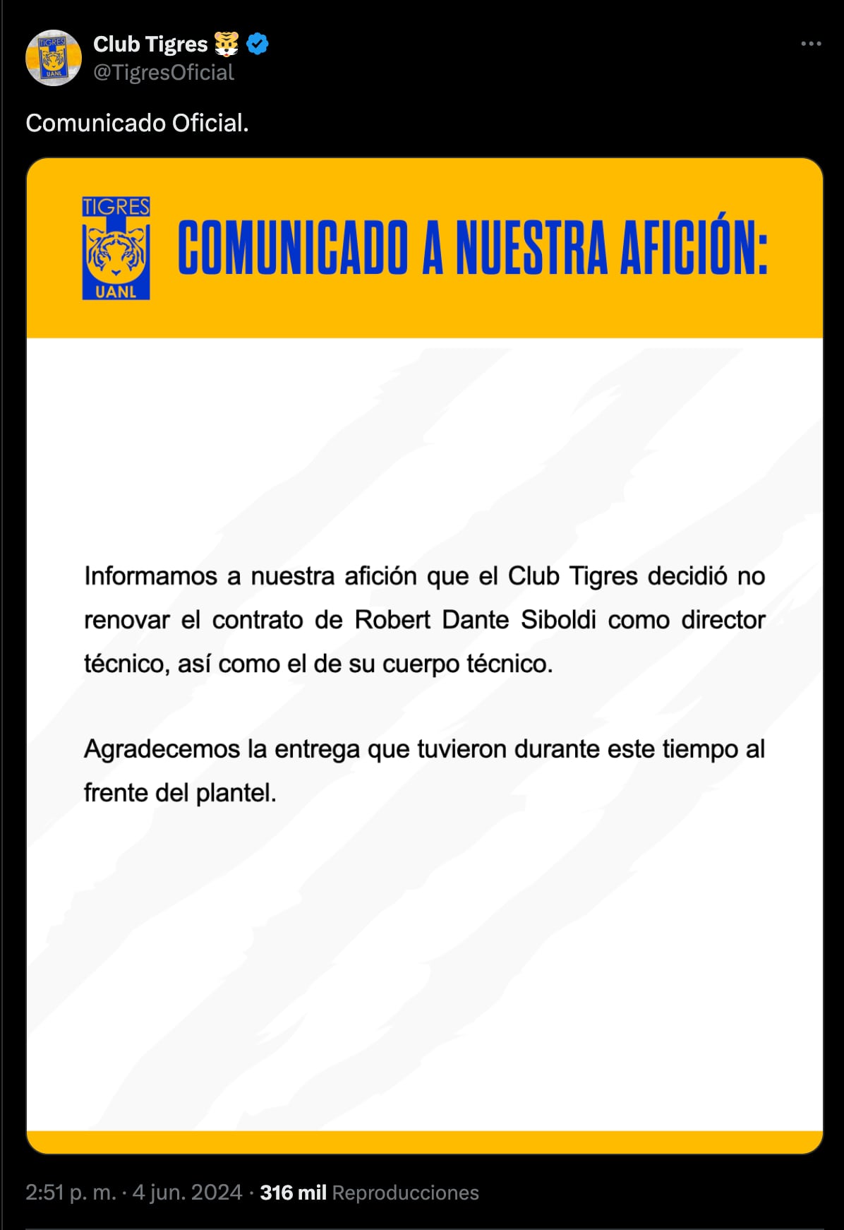 Comunicado de Tigres