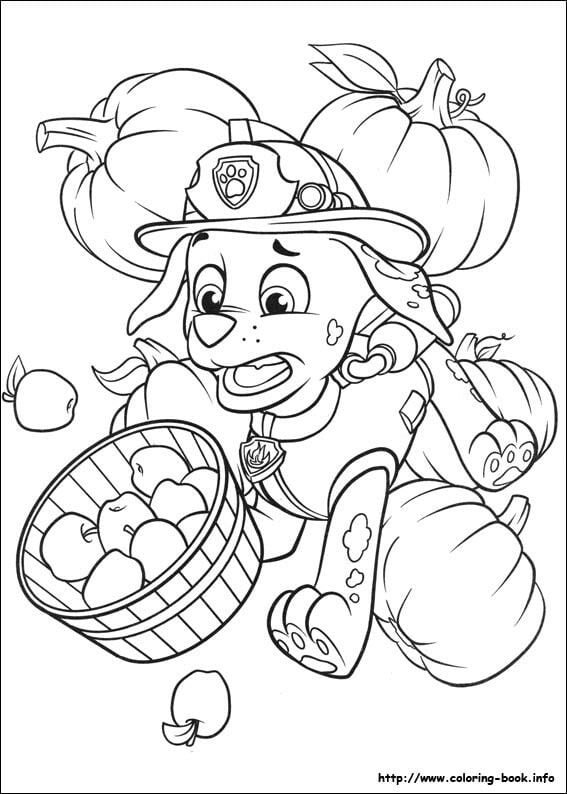 5 dibujos de Paw Patrol con temática de Día de Acción de Gracias para colorear por Thanksgiving