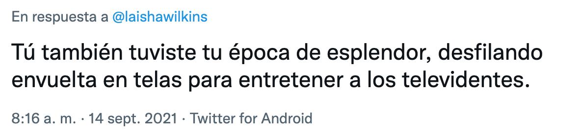 Critican comentario de Laisha Wilkins