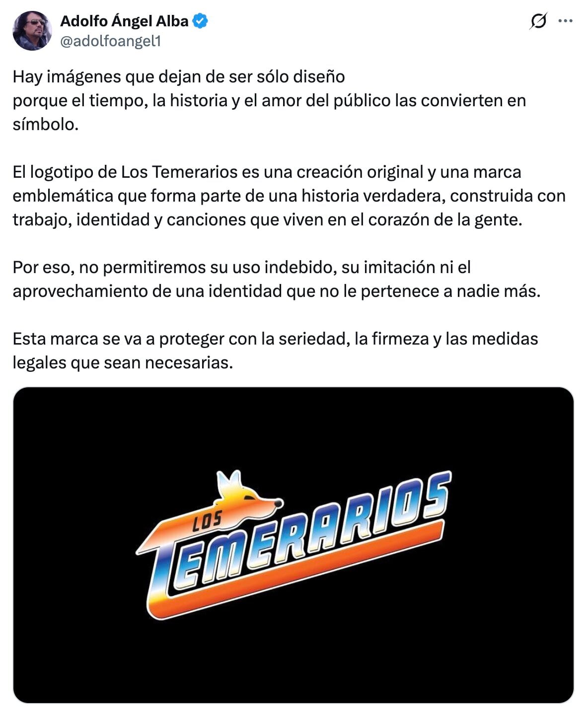 Mensaje de Adolfo Ángel de Los Temerarios