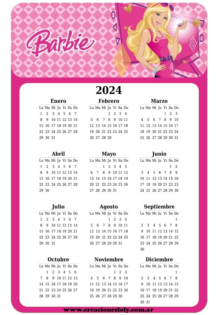 Calendario de Barbie 2024