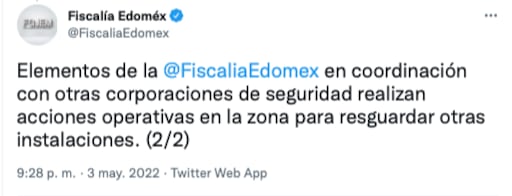 FGJEM informa de la balacera de Sultepec/captura de pantalla @FiscaliaEdomex