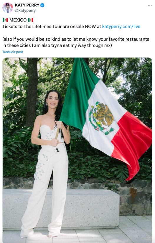 Katy Perry pide recomendaciones para comer en México