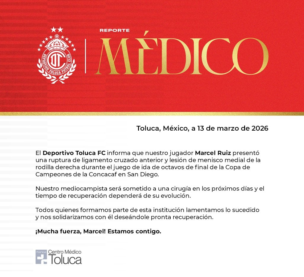 Comunicado Toluca sobre Marcel Ruiz