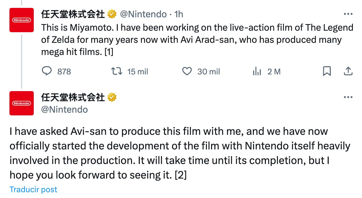 Nintendo anuncia película live action de The Legend of Zelda