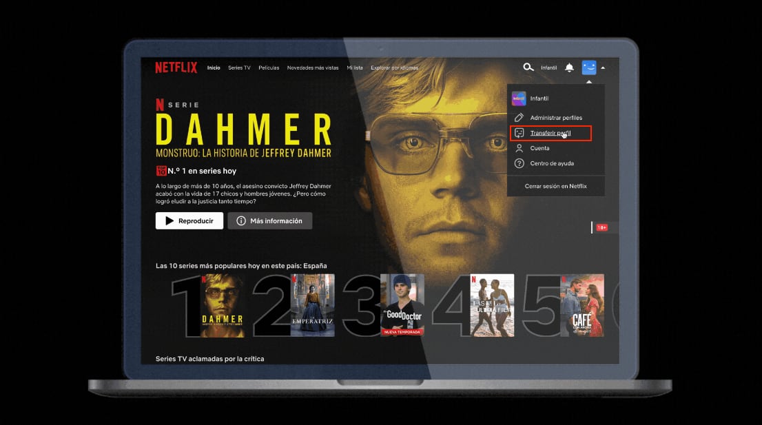 Paso a paso de "transferir perfil" de Netflix