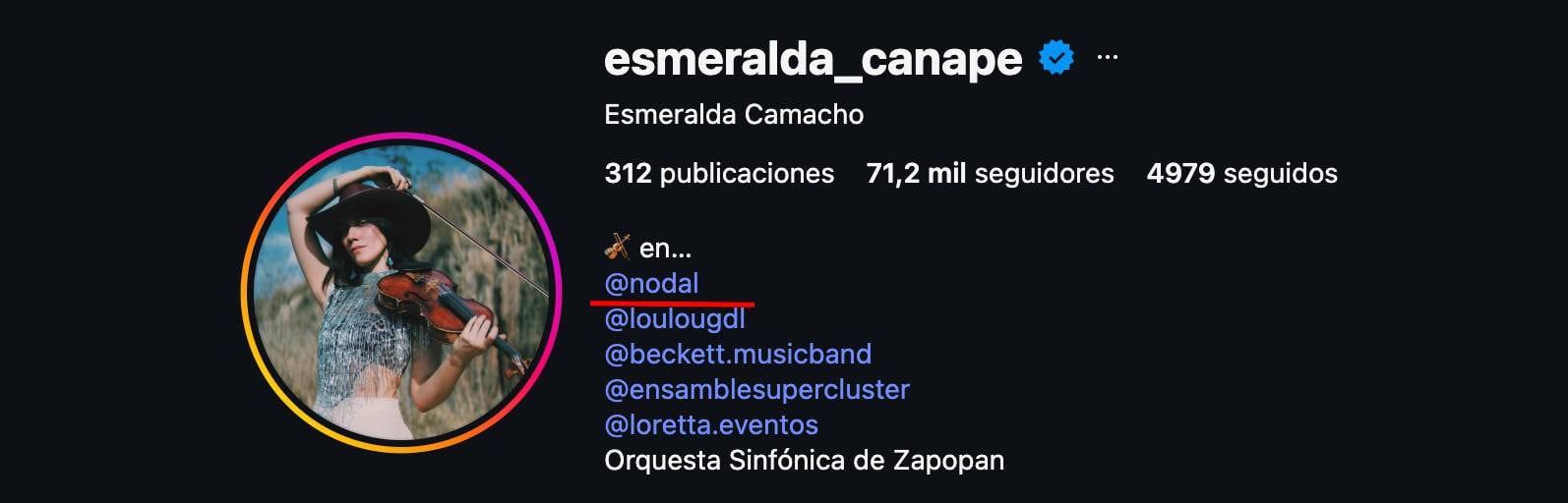 Esmeralda Camacho conserva el perfil de Christian Nodal en sus referencias de trabajo