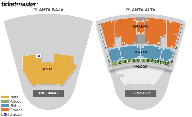 Mapa de asientos en Auditorio BB