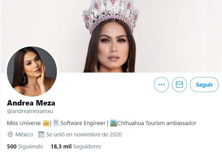 Seguidores de Andrea Meza en Twitter